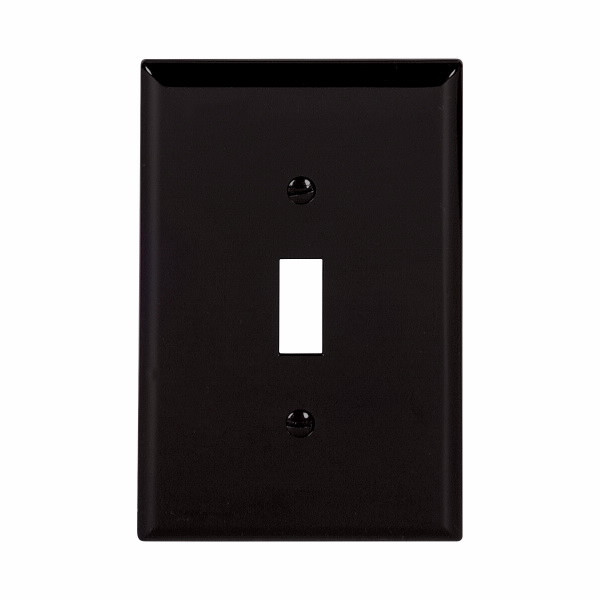 Eaton Wiring Devices PJ1BK-SP-L Wallplate 1G Toggle Poly Mid BK