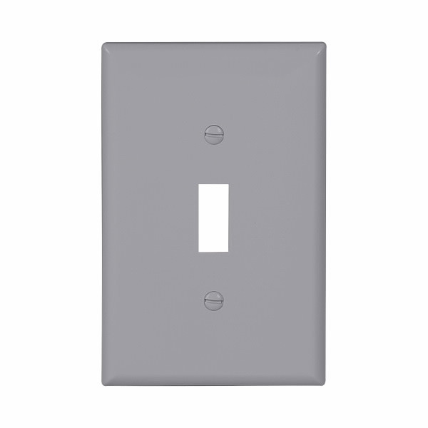 Eaton Wiring Devices PJ1GY-SP-L Wallplate 1G Toggle Poly Mid GY