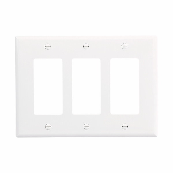 Eaton Wiring Devices PJ263W Wallplate 3G Decorator Poly Mid WH