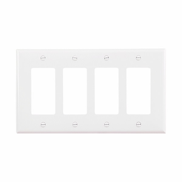 Eaton Wiring Devices PJ264W Wallplate 4G Decorator Poly Mid WH