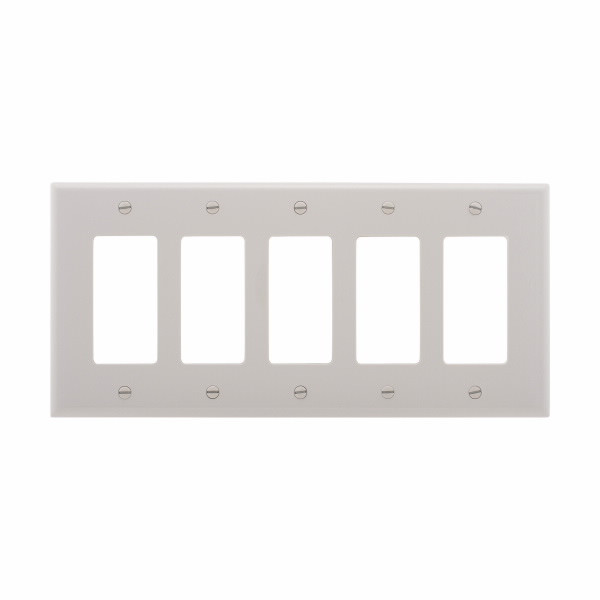 Eaton Wiring Devices PJ265W Wallplate 5G Decorator Poly Mid WH