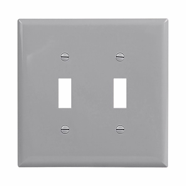 Eaton Wiring Devices PJ2GY Wallplate 2G Toggle Poly Mid GY