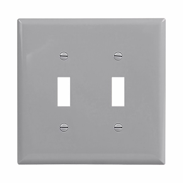 Eaton Wiring Devices PJ2GY-SP-L Wallplate 2G Toggle Poly Mid GY