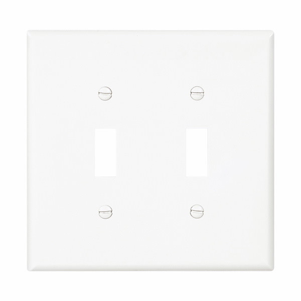 Eaton Wiring Devices PJ2W Wallplate 2G Toggle Poly Mid WH