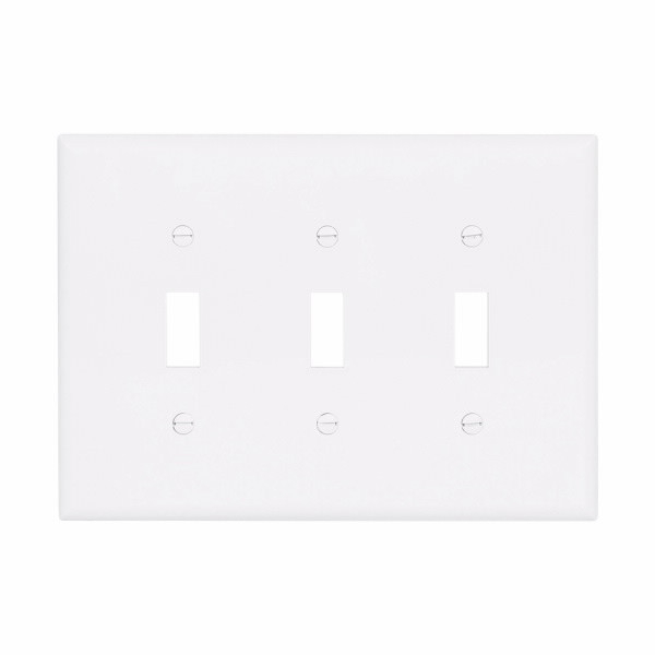 Eaton Wiring Devices PJ3W Wallplate 3G Toggle Poly Mid WH