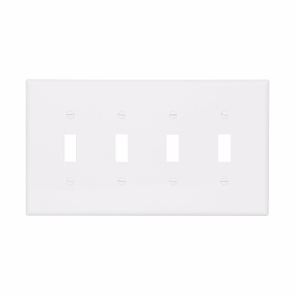 Eaton Wiring Devices PJ4W-SP-L Wallplate 4G Toggle Poly Mid WH