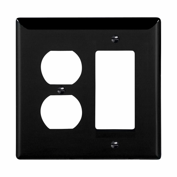 Eaton Wiring Devices PJ826BK Wallplate 2G Dup/Deco Combo Poly Mid BK
