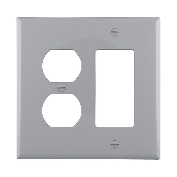 Eaton Wiring Devices PJ826GY Wallplate 2G Dup/Deco Combo Poly Mid GY