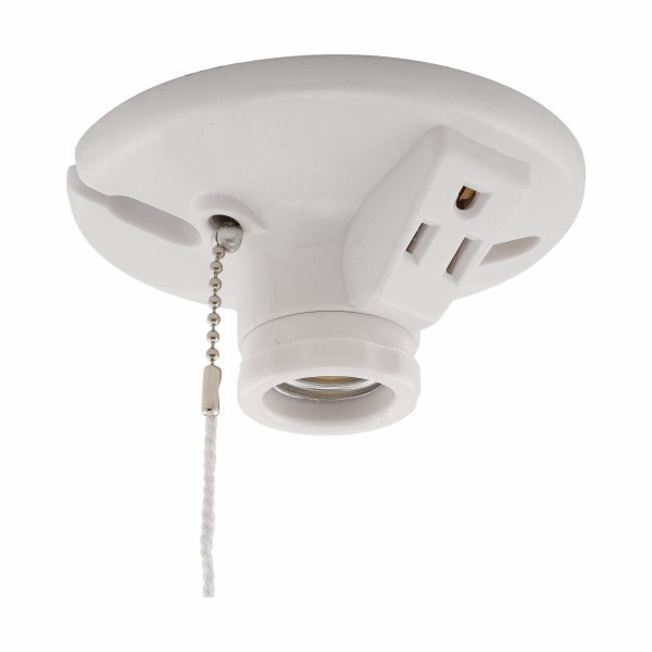 Eaton Wiring Devices S865W-SP-L Lmphldr W/2P3W Recp PullChain Plastic WH