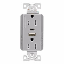 Eaton Wiring Devices TRUSBAC15GY-BOX 5.0A USB A-C DUPLEX RECP 15A 125V GY