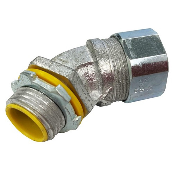 Morris Products 15224 1-1/4" Malleable Liquid Tight Connectors - 45° - Insulated Throat