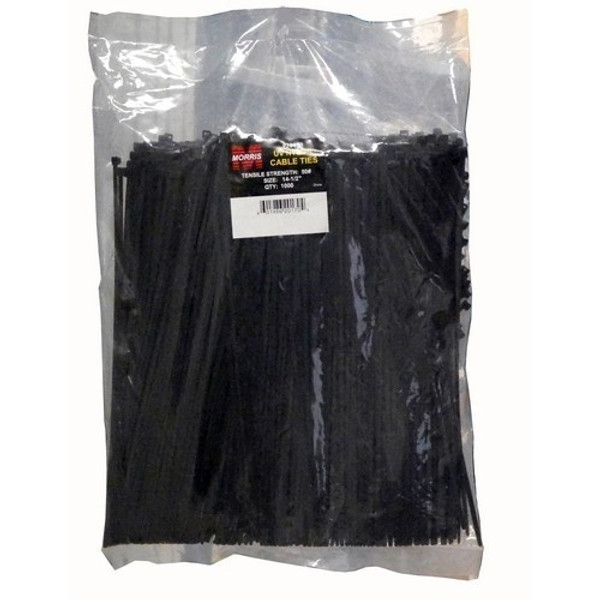 Morris Products 20158 Ultraviolet Black Nylon Cable Ties - Bulk Pack  40LB 6" 1000 Pk