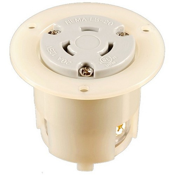 Morris Products 20433 Recessed Twist Lock Female Receptacles 2 Pole 3 Wire 20A 125VAC