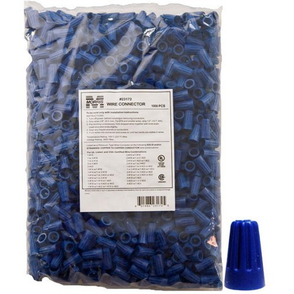 Morris Products 23172 Screw-On Wire Connectors P2 Blue Bagged 1000 Bulk Pack