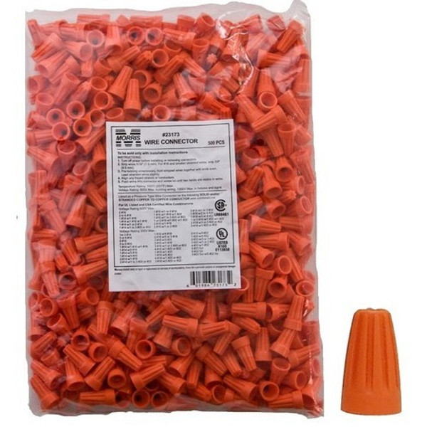 Morris Products 23173 Screw-On Wire Connectors P3 Orange Bagged 500 Bulk Pack