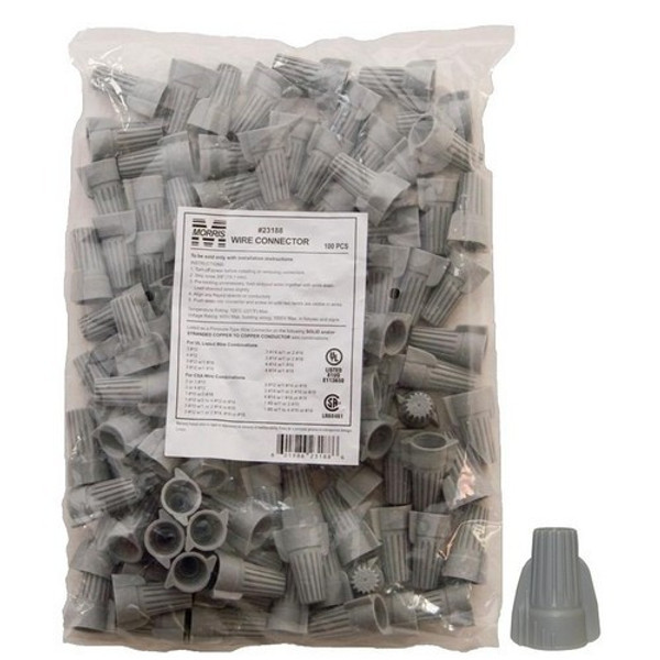 Morris Products 23188 Winged Twist Connectors Gray Bagged 100 Bulk Pack