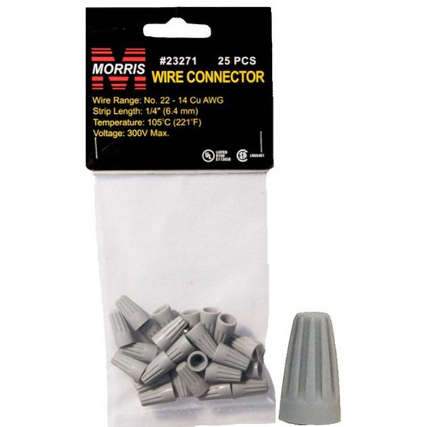 Morris Products 23271 Screw-On Wire Connectors P1 Gray Hanging Bag 25 Pack