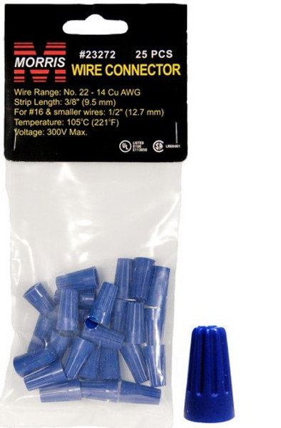 Morris Products 23272 Screw-On Wire Connectors P2 Blue Hanging Bag 25 Pack