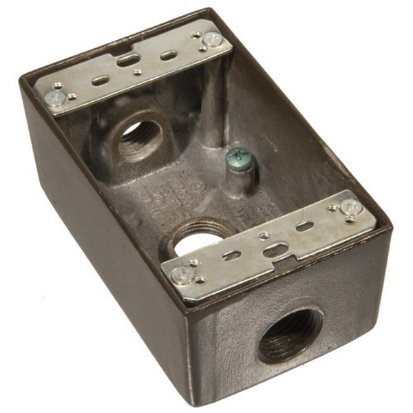 Morris Products 36014 Weatherproof Boxes - One Gang 18.3 Cubic Inch Capacity - 3 Outlet Holes 1/2" Bronze