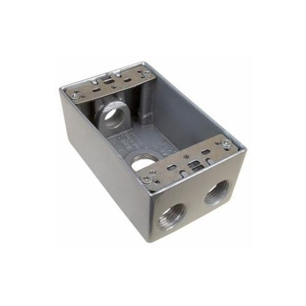 Morris Products 36028 Weatherproof Boxes - One Gang 18.3 Cubic Inch Capacity - 4 Outlet Holes 1/2" Gray No Lugs