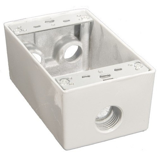 Morris Products 36032 Weatherproof Boxes - One Gang 18.3 Cubic Inch Capacity - 4 Outlet Holes 1/2" White