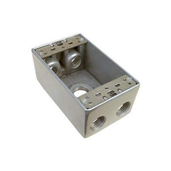 Morris Products 36050 Weatherproof Boxes - One Gang 18.3 Cubic Inch Capacity - 5 Outlet Holes 1/2" Gray