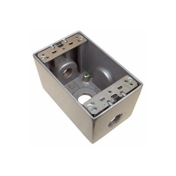 Morris Products 36090 Weatherproof Boxes - One Gang Deep 23.8 Cubic Inch Capacity - 3 Outlet Holes 1/2" Gray