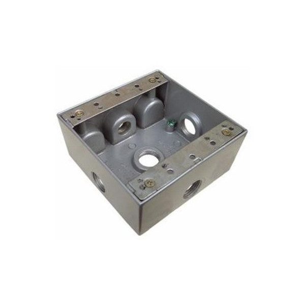 Morris Products 36280 Weatherproof Boxes - Two Gang 30.5 Cubic Inch Capacity - 5 Outlet Holes 3/4" Gray