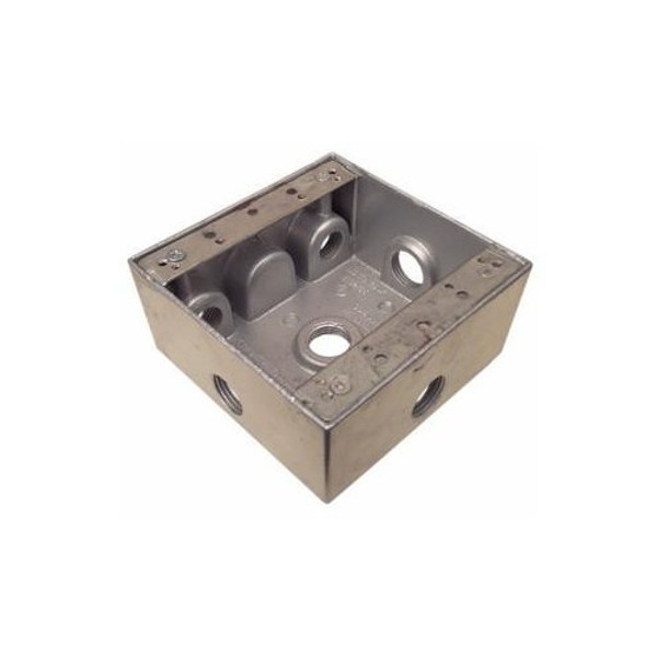 Morris Products 36300 Weatherproof Boxes - Two Gang 30.5 Cubic Inch Capacity - 6 Outlet Holes 3/4" Gray