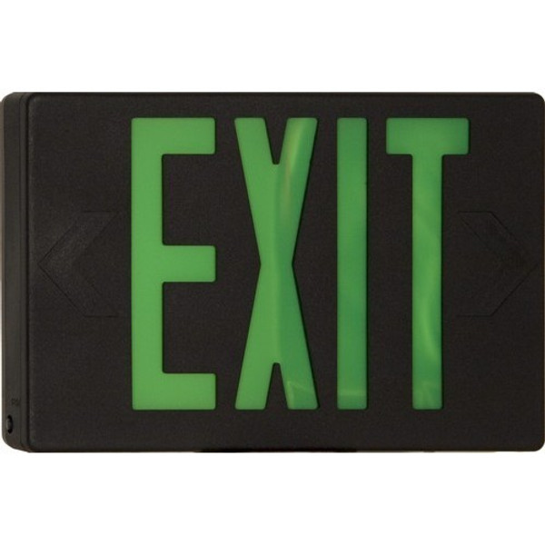 Morris Products 73017 LED Exit Sign Green LED Black Housing Battery Backup