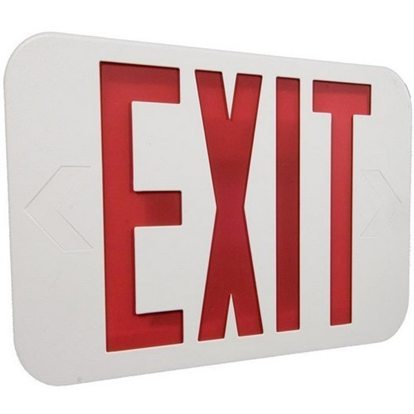 Morris Products 73026 LED Exit Sign Red LED White Housing Generator Backup 2 Circuit