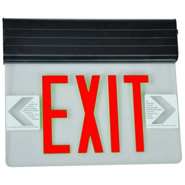 Morris Products 73312 Surface Mount Edge Lit Exit Sign Single Sided Legend Red LED Black Housing