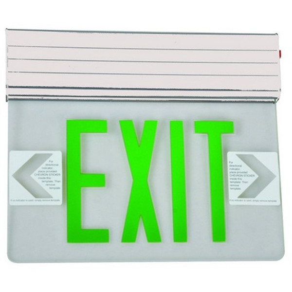 Morris Products 73316 Surface Mount Edge Lit Exit Sign Single Sided Legend Green LED White Housing