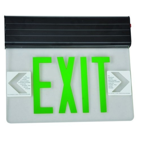 Morris Products 73317 Surface Mount Edge Lit Exit Sign Single Sided Legend Green LED Black Housing