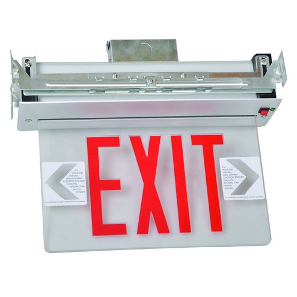 Morris Products 73330 Recessed Mount Edge Lit Exit Sign Single Sided Legend Red LED Aluminum Housing