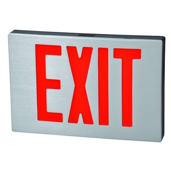 Morris Products 73343 Cast Aluminum LED Exit Sign - Red LED - Black Housing - Aluminum Face