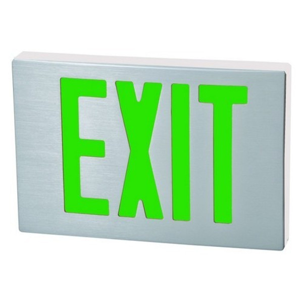 Morris Products 73366 Cast Aluminum LED Exit Sign - Green LED - White Housing - Aluminum Face