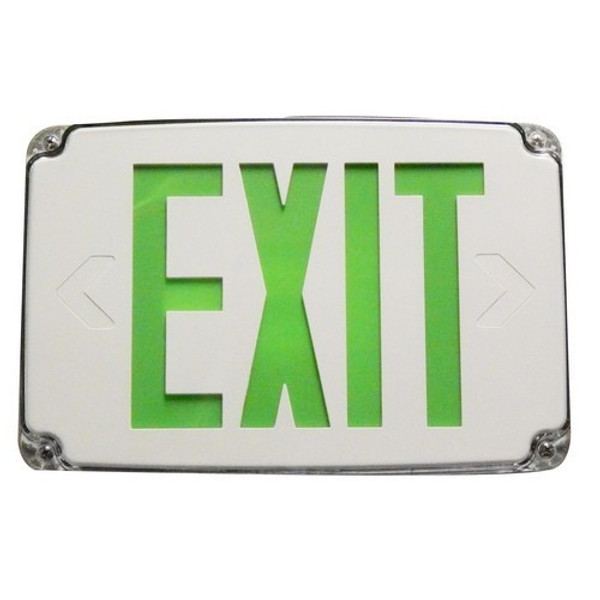 Morris Products 73388 Compact Cold Weather & Wet Location LED Exit Sign Battery Backup Green LED White Housing