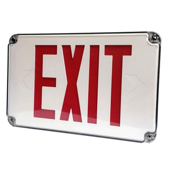 Morris Products 73454 LED Wet Location Exit Signs Red Legend Remote Capable