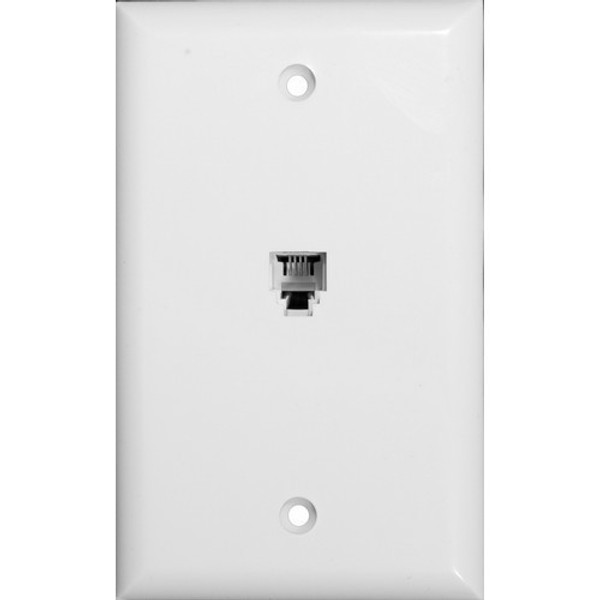 Morris Products 80011 Single RJ11 4 Conductor Phone Jack Wallplate White