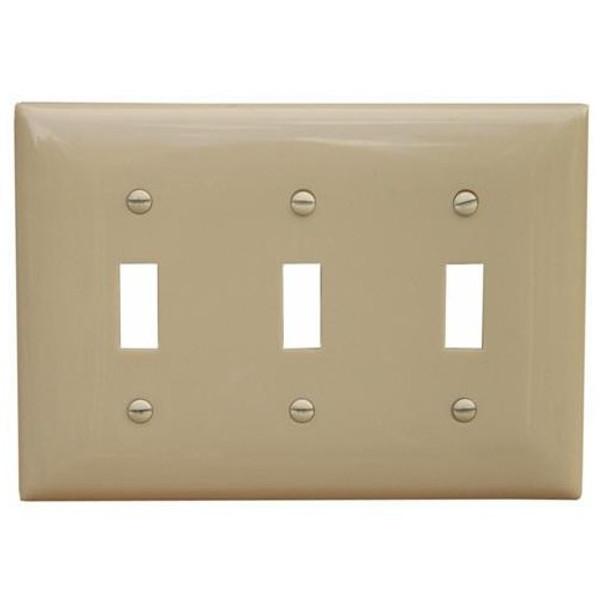 Morris Products 81030 Lexan Wall Plates 3 Gang Toggle Switch Ivory