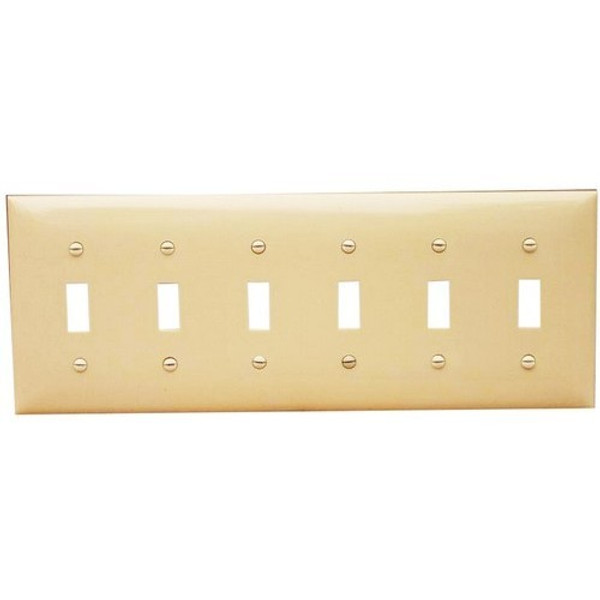 Morris Products 81060 Lexan Wall Plates 6 Gang Toggle Switch Ivory