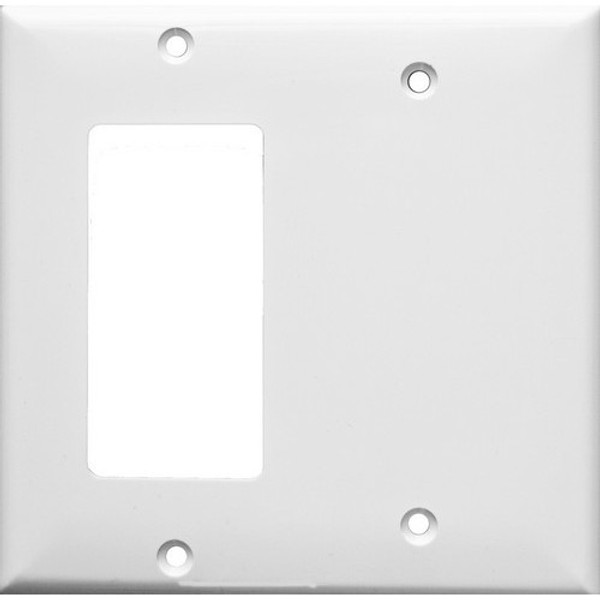 Morris Products 81221 Lexan Wall Plates 2 Gang 1 GFCI 1 Blank White