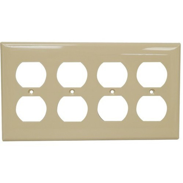 Morris Products 81440 Lexan Wall Plates 4 Gang Duplex Receptacle Ivory