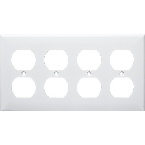 Morris Products 81441 Lexan Wall Plates 4 Gang Duplex Receptacle White