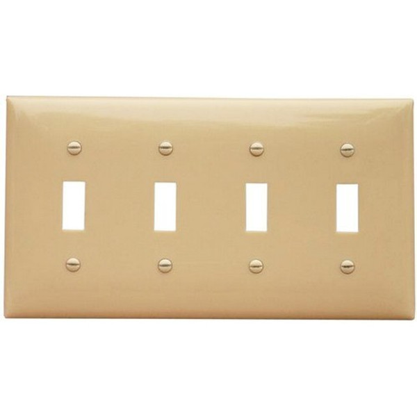 Morris Products 81758 Lexan Wall Plates 4 Gang Midsize Toggle Switch Ivory