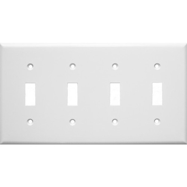 Morris Products 81759 Lexan Wall Plates 4 Gang Midsize Toggle Switch White