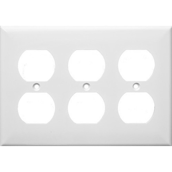 Morris Products 81766 Lexan Wall Plates Midsize 3 Gang Duplex Receptacle White