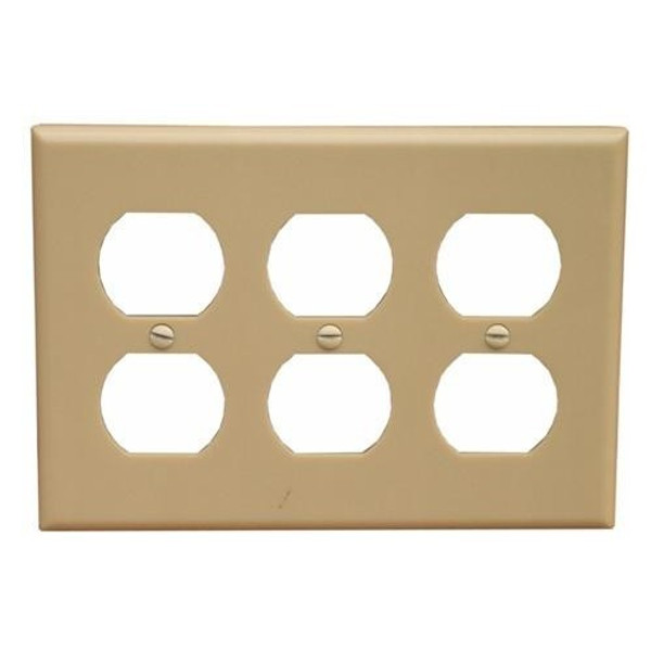 Morris Products 81765 Lexan Wall Plates Midsize 3 Gang Duplex Receptacle Ivory