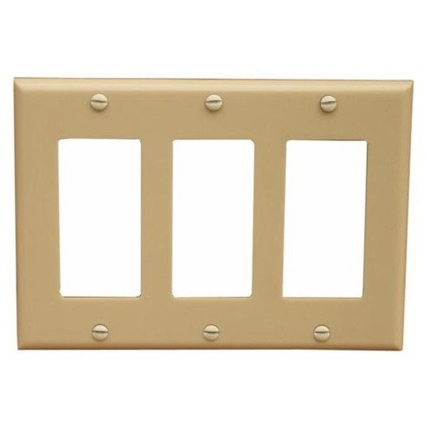 Morris Products 81775 Lexan Wall Plates 3 Gang Midsize Decorative/GFCI Ivory